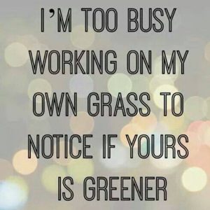 working on my own grass