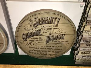 Serenity Prayer plaque with added lines
